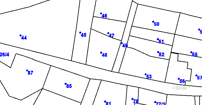Parcela st. 48 v KÚ Donín u Hrádku nad Nisou, Katastrální mapa