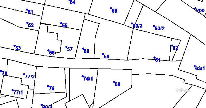 Parcela st. 59 v KÚ Donín u Hrádku nad Nisou, Katastrální mapa