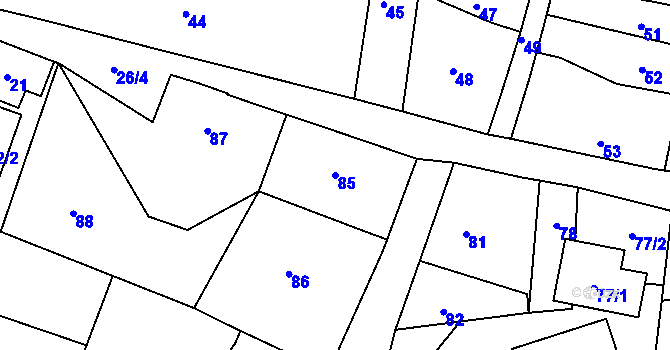 Parcela st. 85 v KÚ Donín u Hrádku nad Nisou, Katastrální mapa