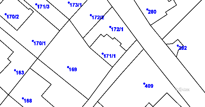 Parcela st. 171/1 v KÚ Donín u Hrádku nad Nisou, Katastrální mapa
