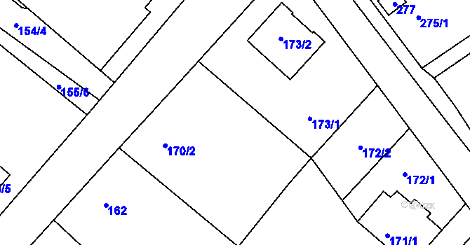 Parcela st. 171/3 v KÚ Donín u Hrádku nad Nisou, Katastrální mapa