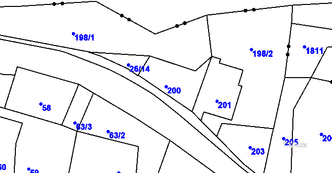Parcela st. 200 v KÚ Donín u Hrádku nad Nisou, Katastrální mapa