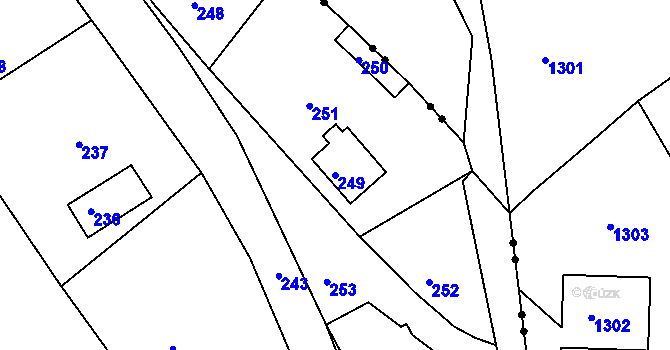 Parcela st. 249 v KÚ Donín u Hrádku nad Nisou, Katastrální mapa