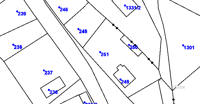 Parcela st. 251 v KÚ Donín u Hrádku nad Nisou, Katastrální mapa