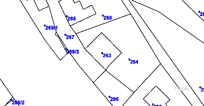 Parcela st. 263 v KÚ Donín u Hrádku nad Nisou, Katastrální mapa