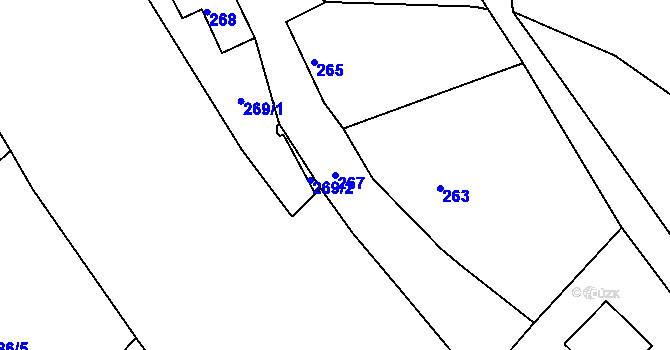 Parcela st. 267 v KÚ Donín u Hrádku nad Nisou, Katastrální mapa