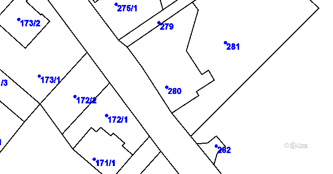 Parcela st. 280 v KÚ Donín u Hrádku nad Nisou, Katastrální mapa