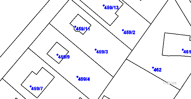 Parcela st. 459/3 v KÚ Donín u Hrádku nad Nisou, Katastrální mapa
