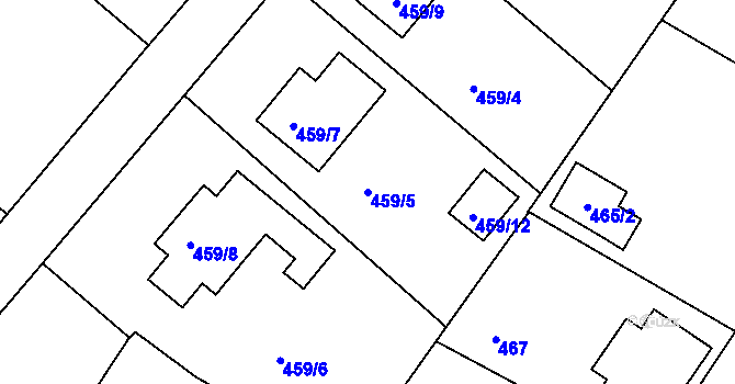 Parcela st. 459/5 v KÚ Donín u Hrádku nad Nisou, Katastrální mapa