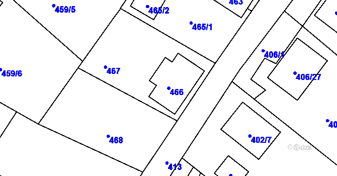 Parcela st. 466 v KÚ Donín u Hrádku nad Nisou, Katastrální mapa