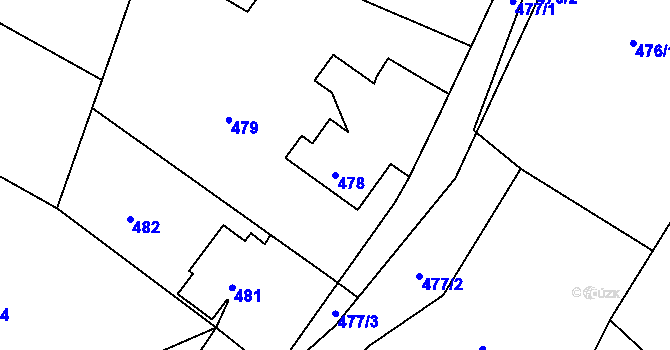 Parcela st. 478 v KÚ Donín u Hrádku nad Nisou, Katastrální mapa