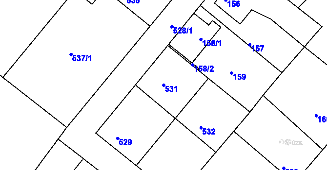 Parcela st. 531 v KÚ Donín u Hrádku nad Nisou, Katastrální mapa