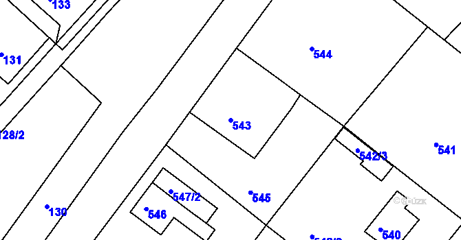 Parcela st. 543 v KÚ Donín u Hrádku nad Nisou, Katastrální mapa