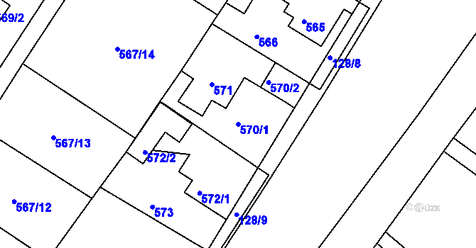 Parcela st. 570/1 v KÚ Donín u Hrádku nad Nisou, Katastrální mapa
