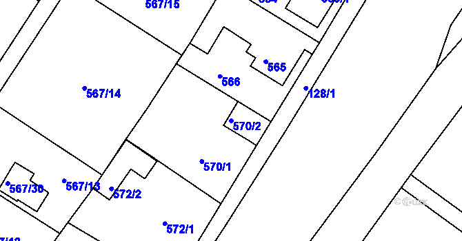 Parcela st. 570/2 v KÚ Donín u Hrádku nad Nisou, Katastrální mapa