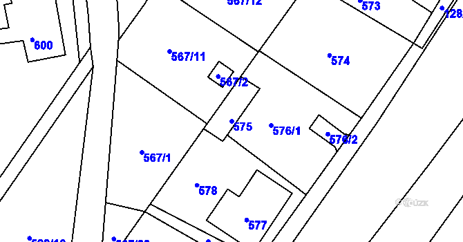 Parcela st. 575 v KÚ Donín u Hrádku nad Nisou, Katastrální mapa