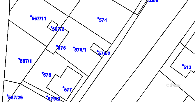 Parcela st. 576/2 v KÚ Donín u Hrádku nad Nisou, Katastrální mapa
