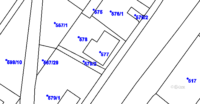Parcela st. 577 v KÚ Donín u Hrádku nad Nisou, Katastrální mapa