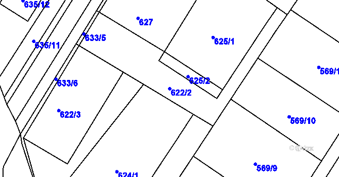 Parcela st. 622/2 v KÚ Donín u Hrádku nad Nisou, Katastrální mapa