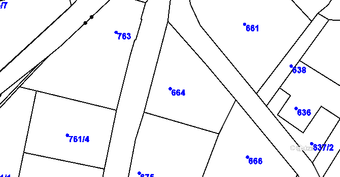 Parcela st. 664 v KÚ Donín u Hrádku nad Nisou, Katastrální mapa