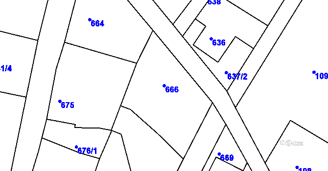 Parcela st. 666 v KÚ Donín u Hrádku nad Nisou, Katastrální mapa