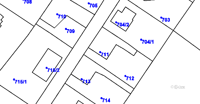 Parcela st. 711 v KÚ Donín u Hrádku nad Nisou, Katastrální mapa