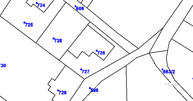 Parcela st. 726 v KÚ Donín u Hrádku nad Nisou, Katastrální mapa