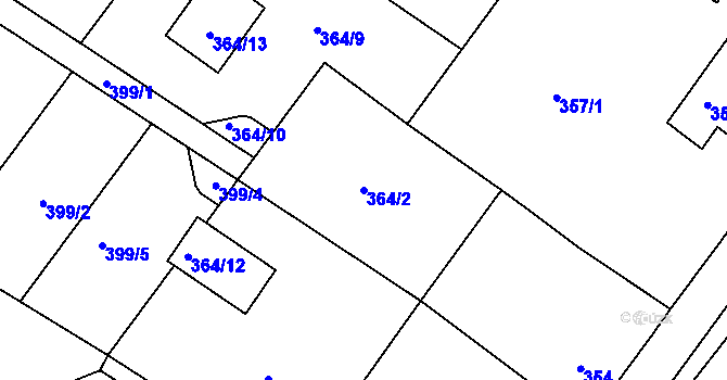 Parcela st. 364/2 v KÚ Donín u Hrádku nad Nisou, Katastrální mapa