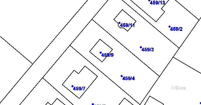 Parcela st. 459/9 v KÚ Donín u Hrádku nad Nisou, Katastrální mapa
