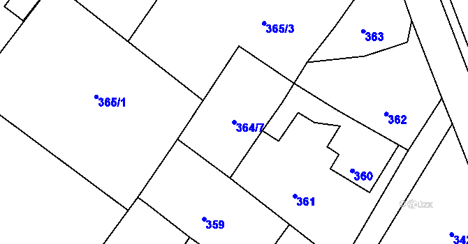 Parcela st. 364/7 v KÚ Donín u Hrádku nad Nisou, Katastrální mapa