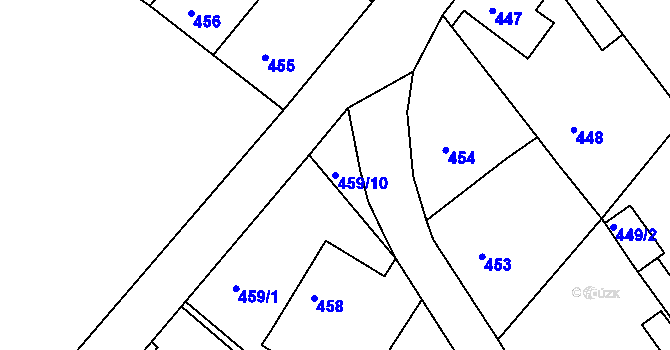 Parcela st. 459/10 v KÚ Donín u Hrádku nad Nisou, Katastrální mapa