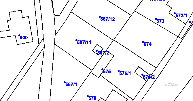 Parcela st. 567/2 v KÚ Donín u Hrádku nad Nisou, Katastrální mapa