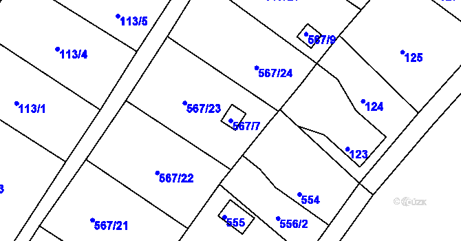Parcela st. 567/7 v KÚ Donín u Hrádku nad Nisou, Katastrální mapa