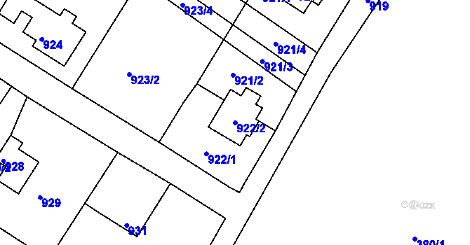 Parcela st. 922/2 v KÚ Donín u Hrádku nad Nisou, Katastrální mapa