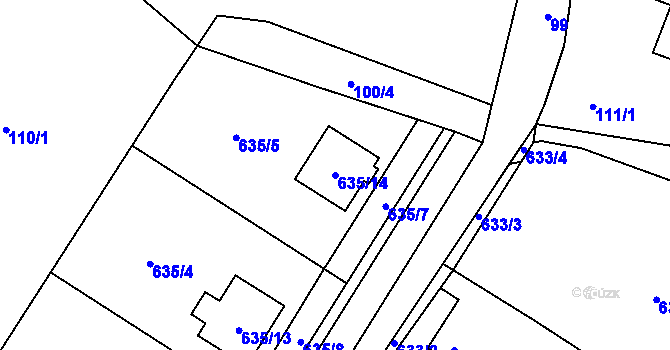 Parcela st. 635/14 v KÚ Donín u Hrádku nad Nisou, Katastrální mapa