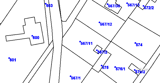 Parcela st. 567/11 v KÚ Donín u Hrádku nad Nisou, Katastrální mapa