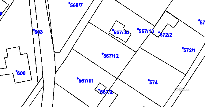 Parcela st. 567/12 v KÚ Donín u Hrádku nad Nisou, Katastrální mapa