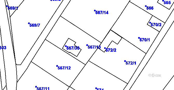 Parcela st. 567/13 v KÚ Donín u Hrádku nad Nisou, Katastrální mapa