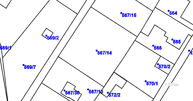 Parcela st. 567/14 v KÚ Donín u Hrádku nad Nisou, Katastrální mapa