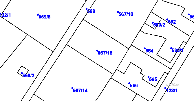 Parcela st. 567/15 v KÚ Donín u Hrádku nad Nisou, Katastrální mapa