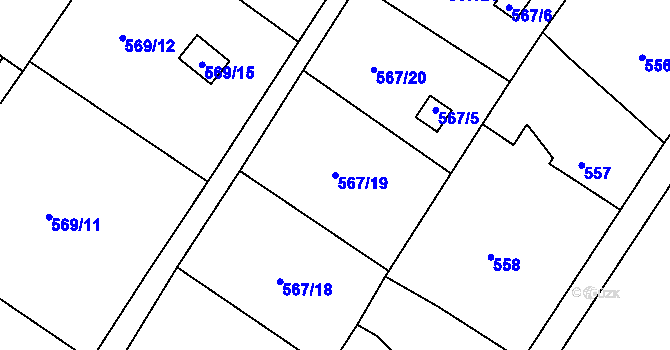 Parcela st. 567/19 v KÚ Donín u Hrádku nad Nisou, Katastrální mapa