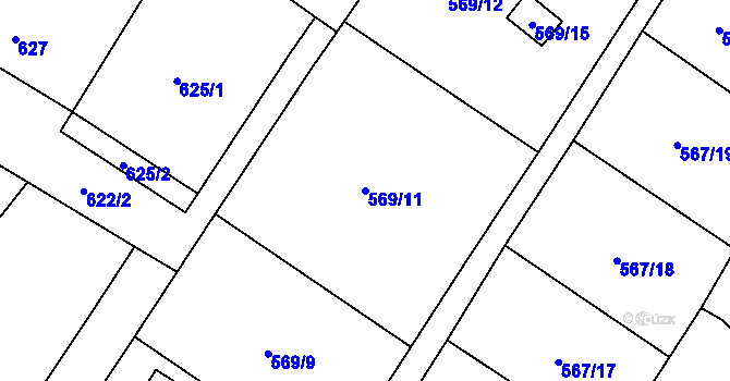 Parcela st. 569/11 v KÚ Donín u Hrádku nad Nisou, Katastrální mapa