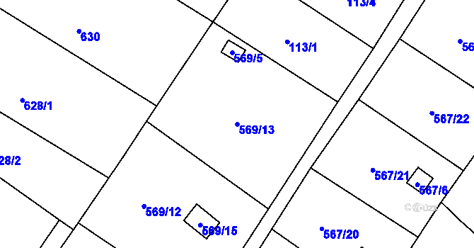 Parcela st. 569/13 v KÚ Donín u Hrádku nad Nisou, Katastrální mapa