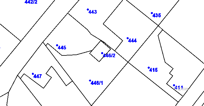 Parcela st. 446/2 v KÚ Donín u Hrádku nad Nisou, Katastrální mapa