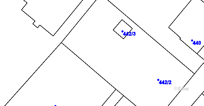 Parcela st. 442/1 v KÚ Donín u Hrádku nad Nisou, Katastrální mapa