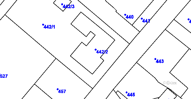 Parcela st. 442/2 v KÚ Donín u Hrádku nad Nisou, Katastrální mapa