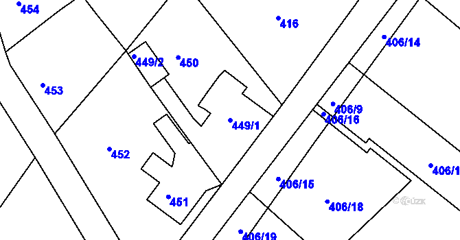 Parcela st. 449/1 v KÚ Donín u Hrádku nad Nisou, Katastrální mapa