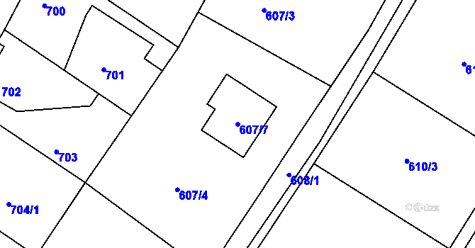 Parcela st. 607/7 v KÚ Donín u Hrádku nad Nisou, Katastrální mapa