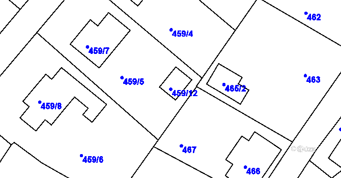 Parcela st. 459/12 v KÚ Donín u Hrádku nad Nisou, Katastrální mapa