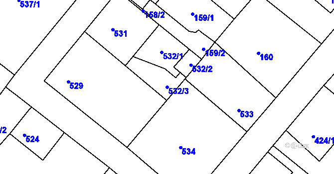 Parcela st. 532/3 v KÚ Donín u Hrádku nad Nisou, Katastrální mapa